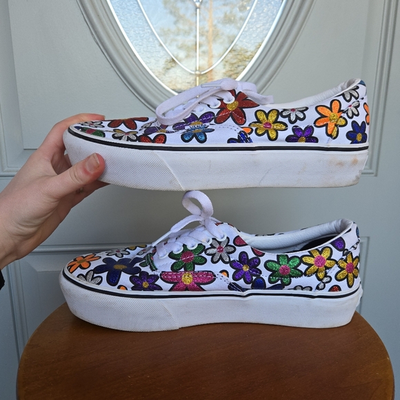 VANS Era Platform Glitter Daisies Stackform Sneakers - Picture 6 of 8